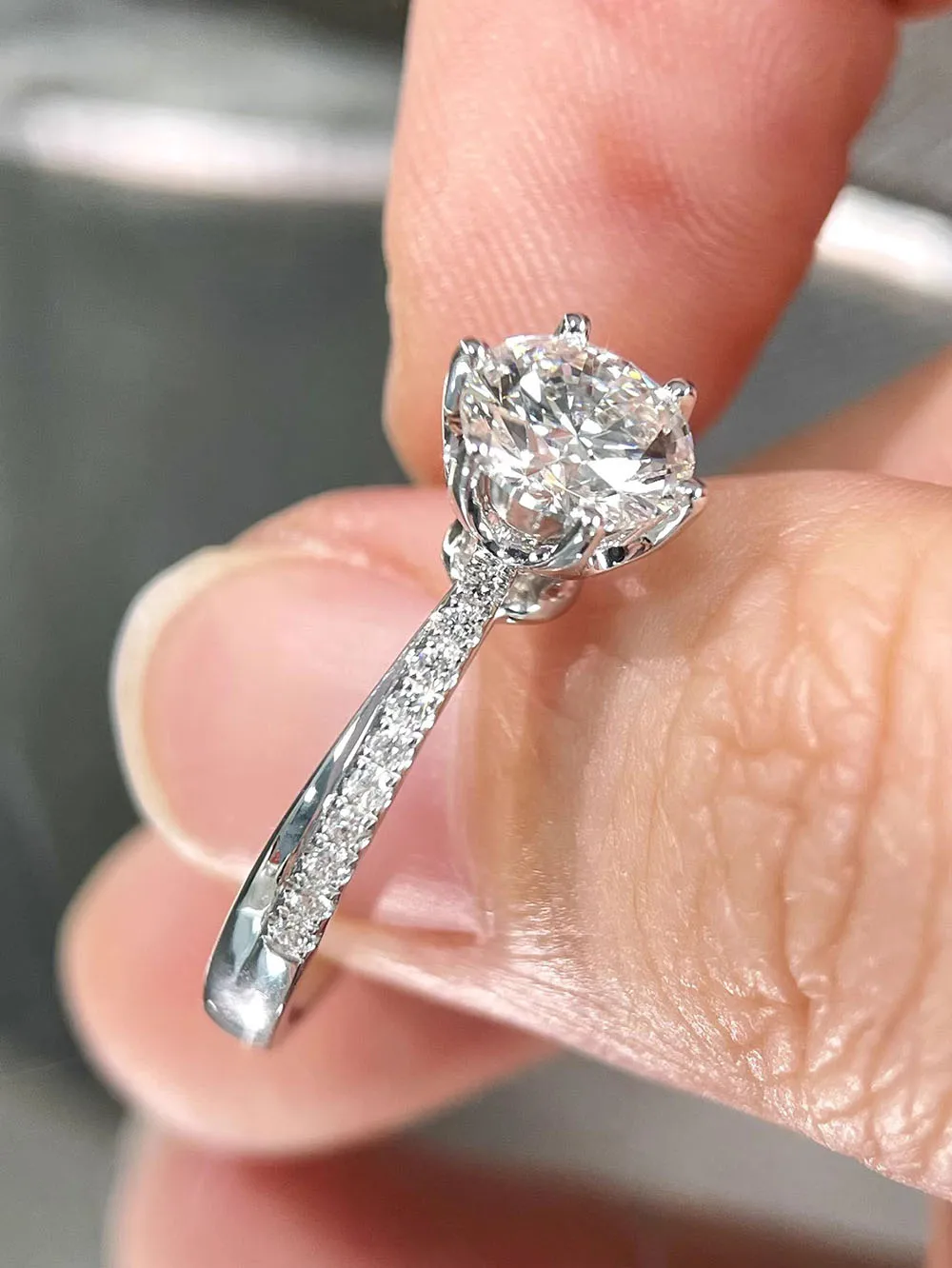 

IGI Lab Growing Diamond Ring Round D Color 1 2 3Ct Solid 14K White Gold Ring Diamond wedding ring Factory Engagement Ring
