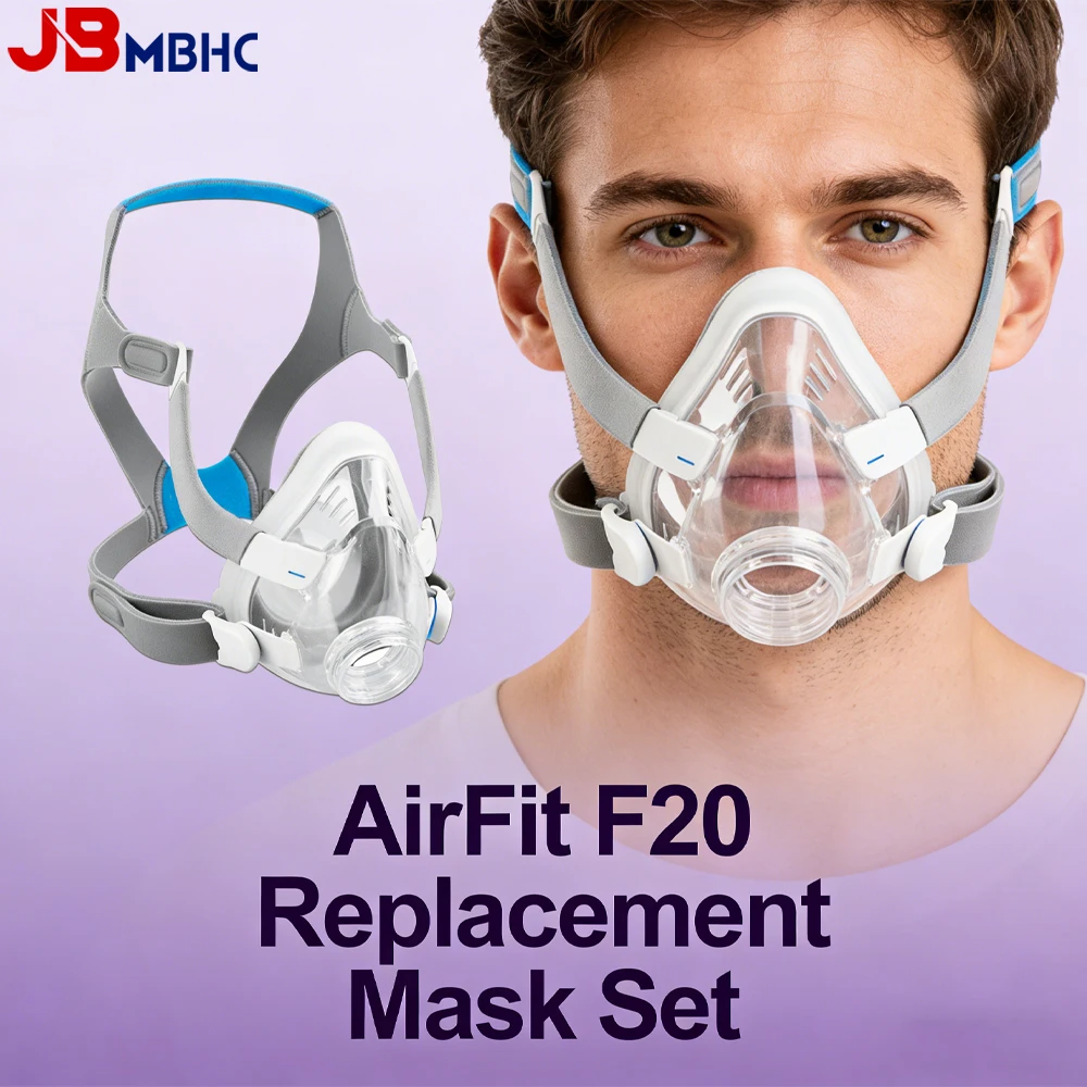 

Комплект для замены маски AirFit F20 включает в себя подушку из пены с эффектом памяти, головные уборы, раму и зажимы — аксессуары и принадлежности для полного лица CPAP.