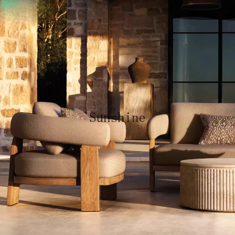 

Outdoor sofa courtyard villa garden leisure teak waterproof hotel bed and breakfast terrace furniture