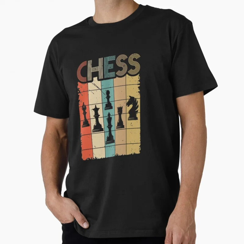 

Retro Vintage Chess Piece Lovers Gift T shirt for man 100% cotton Large size Tops Game Graphic Print Clothes S-6XL