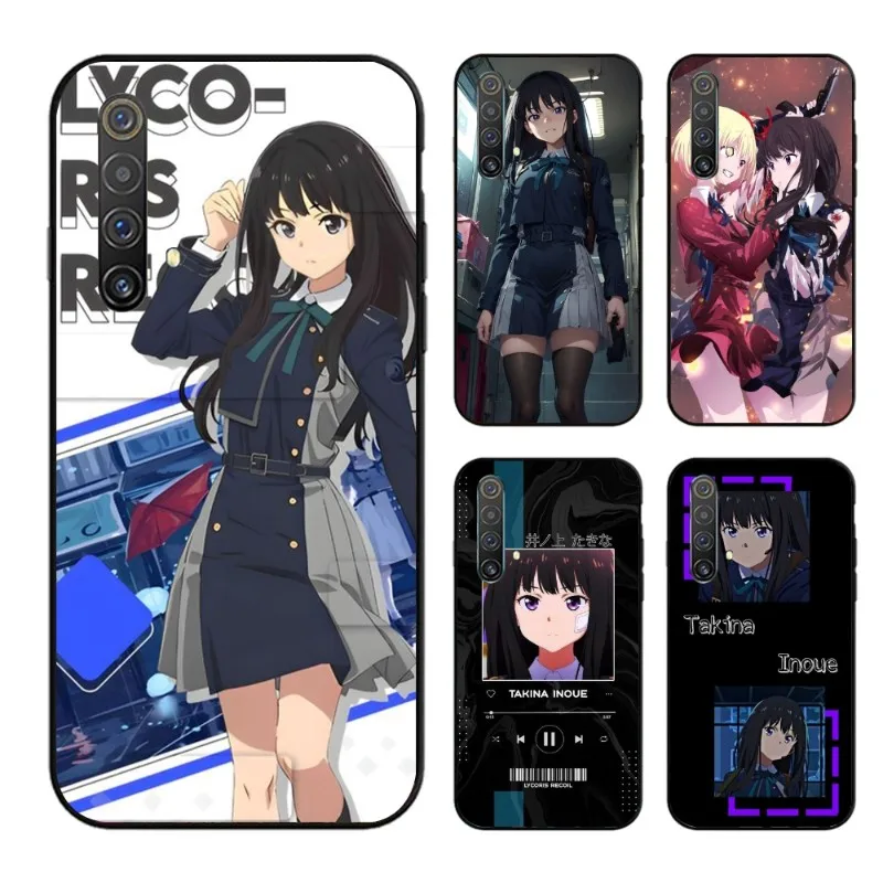 Anime Takina Inoue Phone Case for OPPO Find X5 X3 X2 A93 Reno 8 7 Pro A74 A72 A53 Black Soft Phone Cover Funda