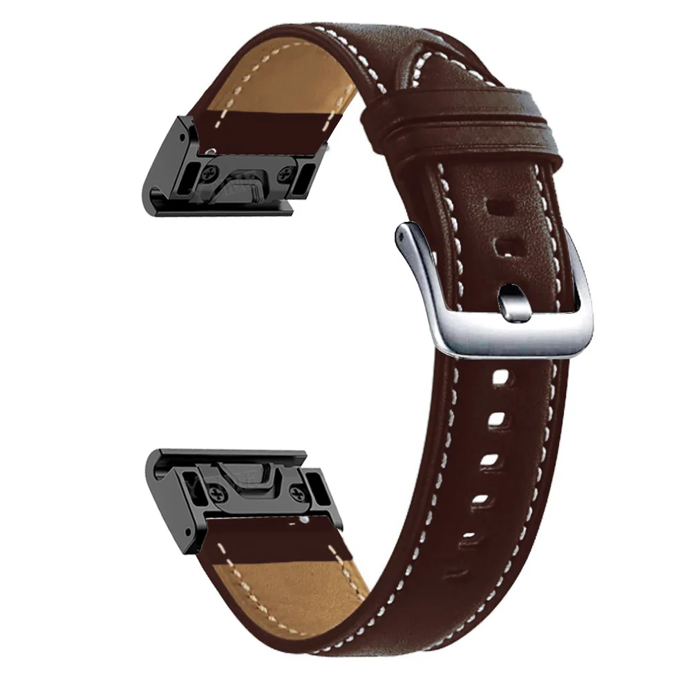 26 22Mm Lederen Horlogeband Wriststrap Voor Garmin Fenix 6X 6 Pro 5X 5 7X 7 3HR Gemakkelijk Fit quick Release Wirstband Fenix6