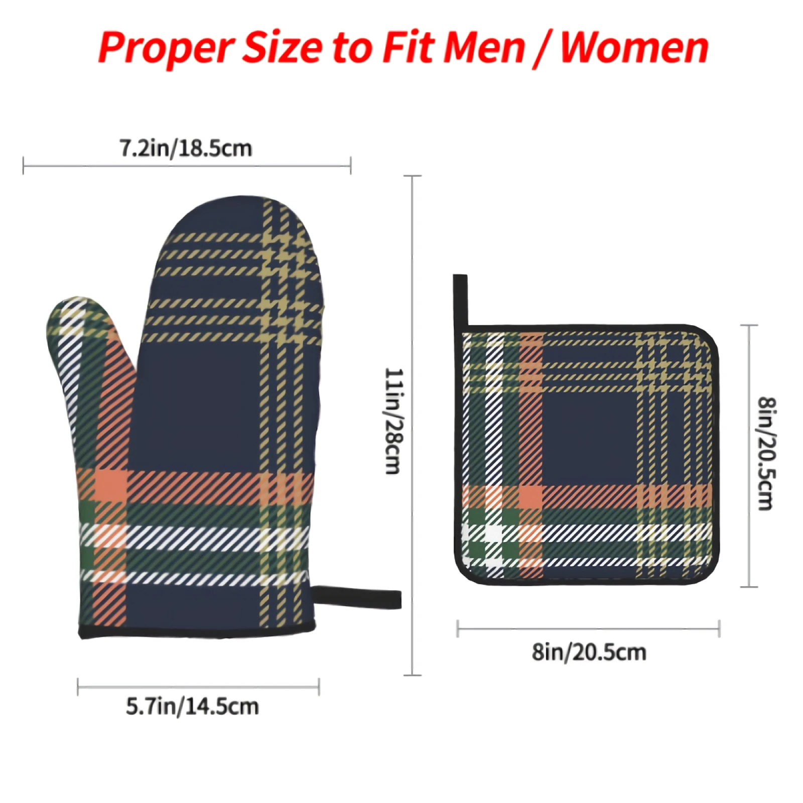 Tartan Pattern Oven Mitts and Pot Holders 4PCS Set Baking Gift for Mom Oven Gloves & Hot Pads