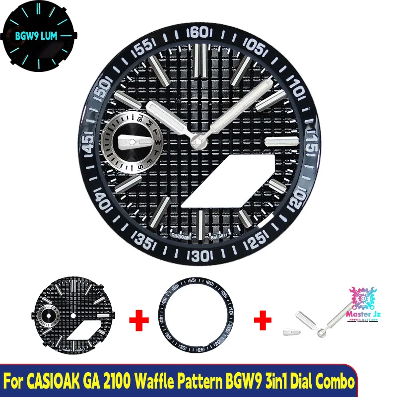 Premium Waffle Textured Metal Dial 3 In 1 Mod Kit BGW9 Glow In Dark Dial For CASIO GA2100 Watch Faceplate Hands Casioak Mod view 6