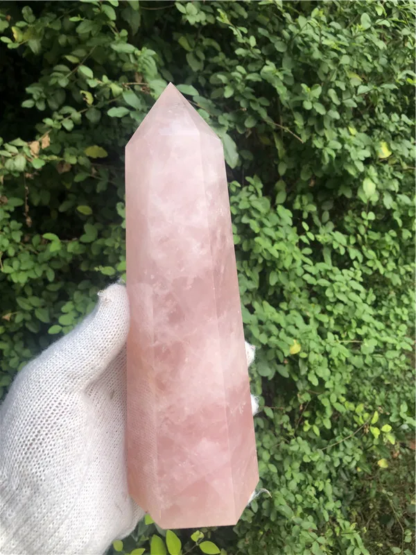 

1115g Natural Pink Rose Quartz Crystal Obelisk Wand Point Healing