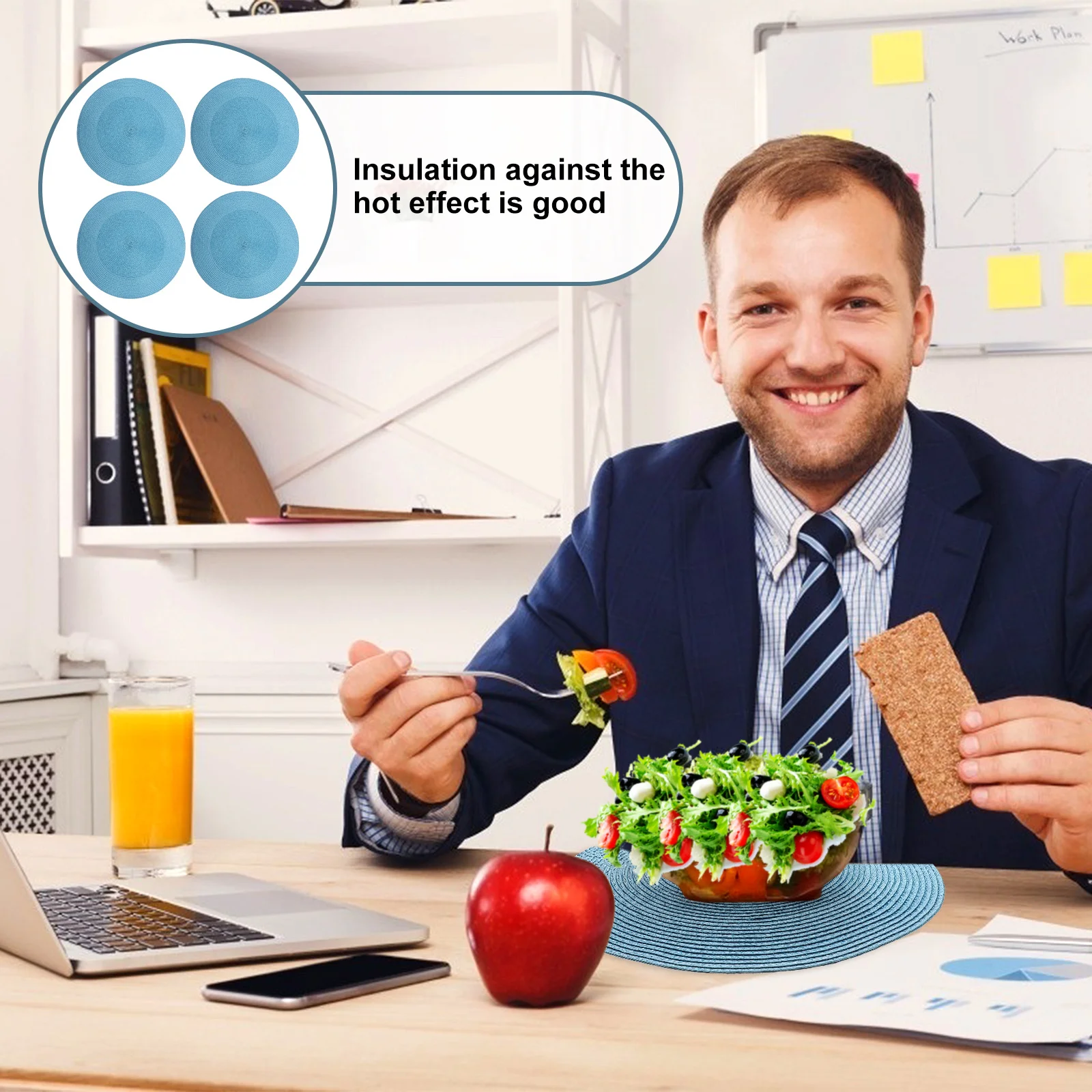 

4Pcs Woven Placemat Premium PP Material Anti-Scald Tabletop Mat Unique Decorative Placemat for Kitchen Dining Decoration