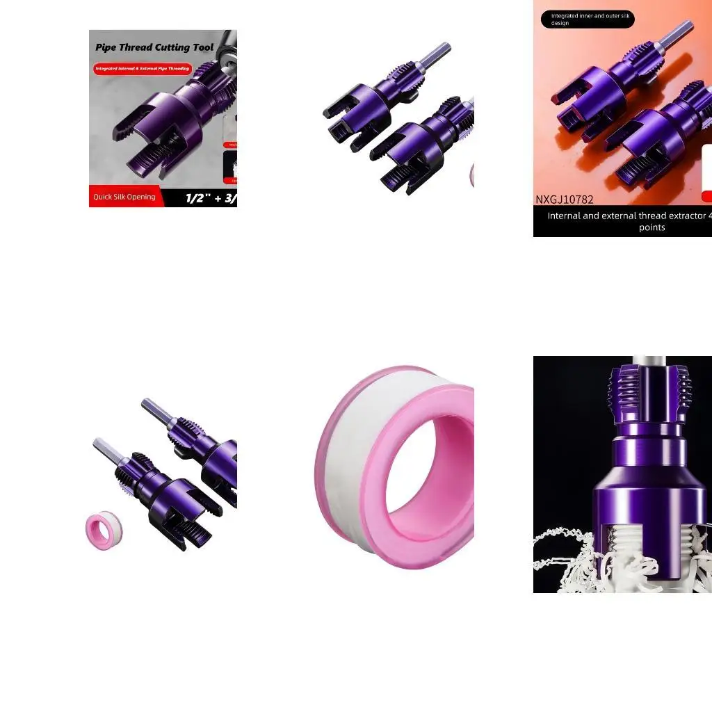 

652f Двойная цель '3/4' Внутренний внешний резьбовой инструмент для трубы Высокий точный набор для нажатия с 2pcs Shank