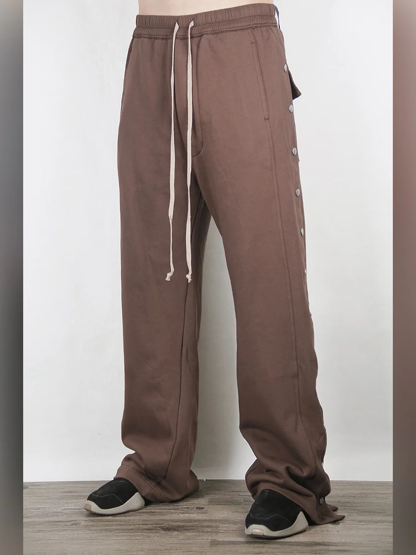 

Loose Men's Casual Pants Wide Leg Street Sle Trendy Hip Hop Dstring Cargo Trousers k High Street Buttoned Leisure Pants