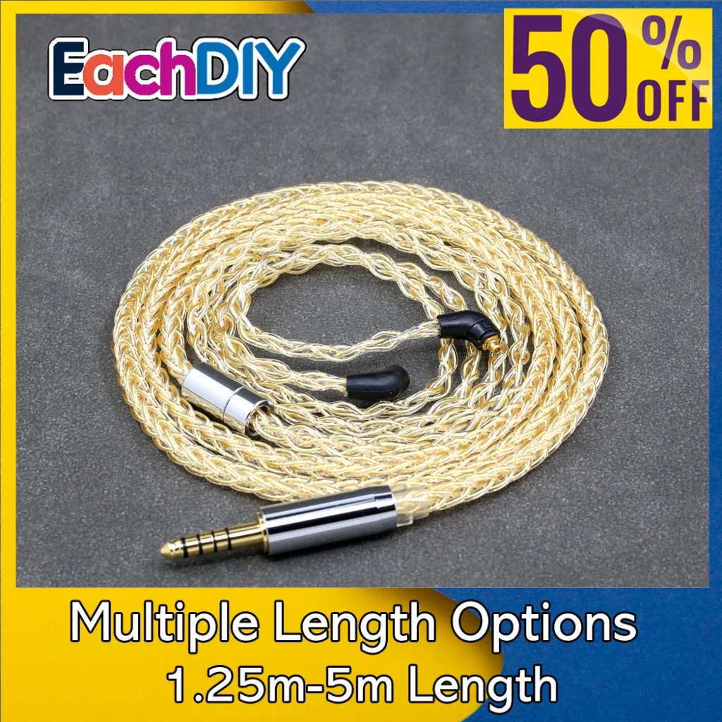 

8 Core 99% 7n Pure Silver 24k Gold Plated Earphone Cable For Etymotic ER4SR ER4XR ER3XR ER3SE ER2XR ER2SE 8414