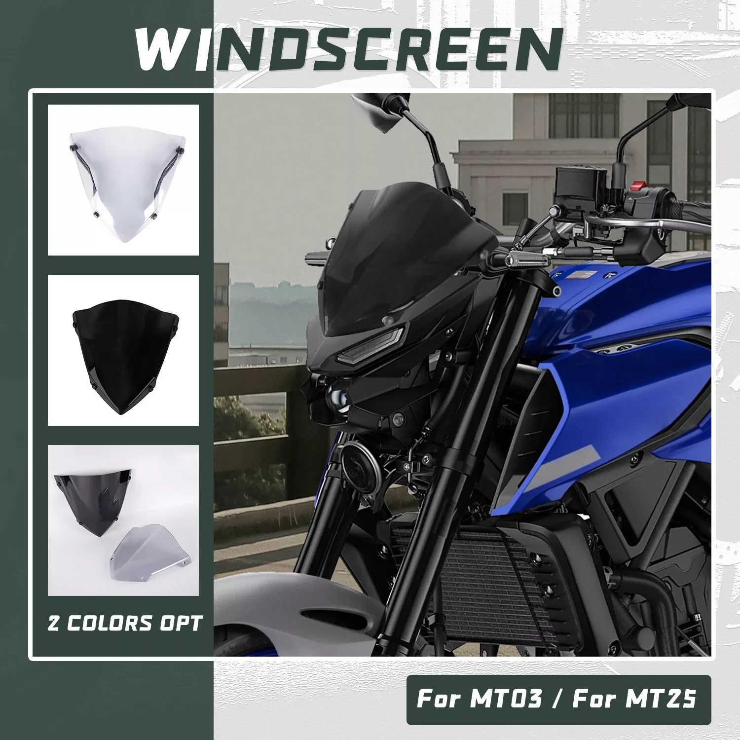 Motorcycle Adjustable Light Smoke Wind Screen Windshield For YAMAHA MT-03 MT-07 MT-09 MT-10 FZ-10 FZ-09 FZ1N FZ6 2020-2022