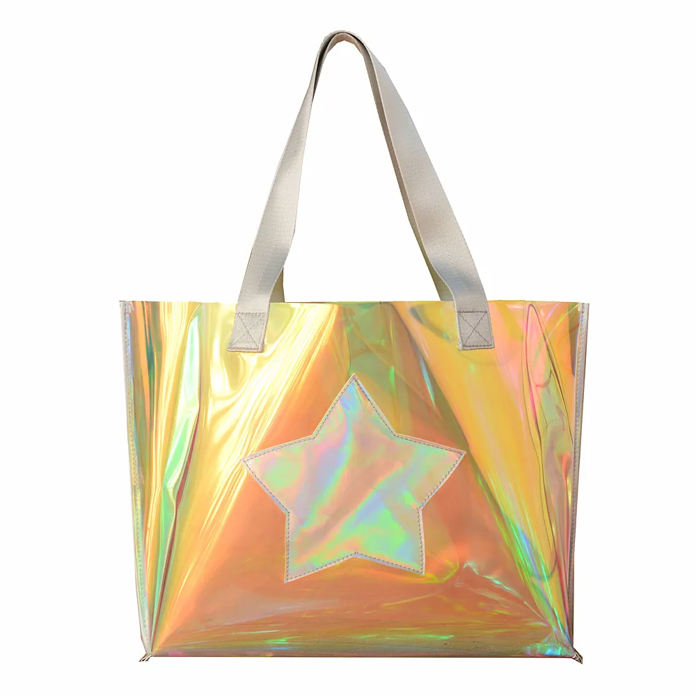 

Transparent Hologram Handbag Desinger Summer Beach Shoulder Bag Large Laser Handbags Women Clear Shoulder Bags