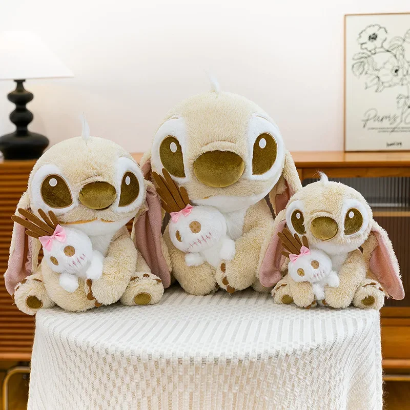 25-60cm Disney Lilo y Stitch juguetes de peluche dibujos animados Anime Kawaii Plushie muñecas doradas almohada suave relleno Navidad niños regalo de cumpleaños