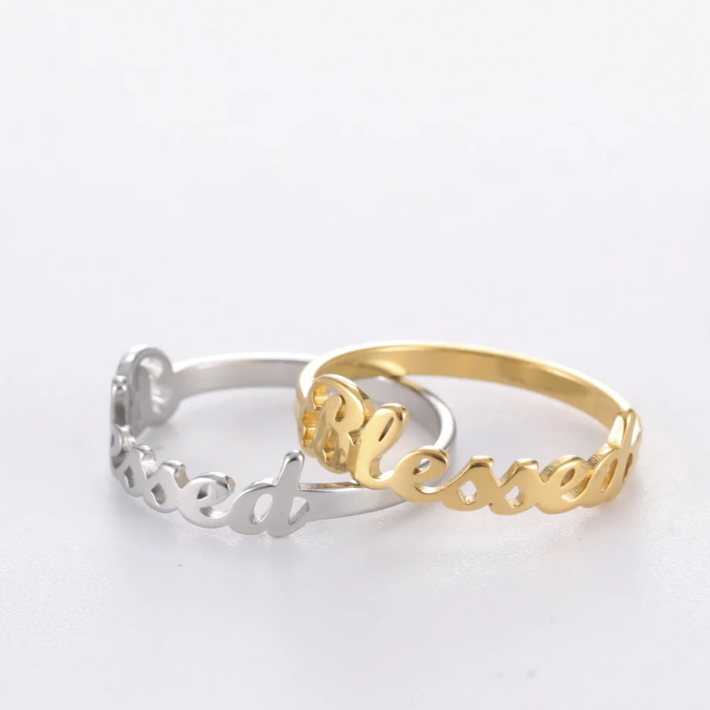 Amaxer Handmade Personalized Letters Double Name Rings for Women Men Stainless Steel Jewelry Customized Ring Wedding Gift 2024