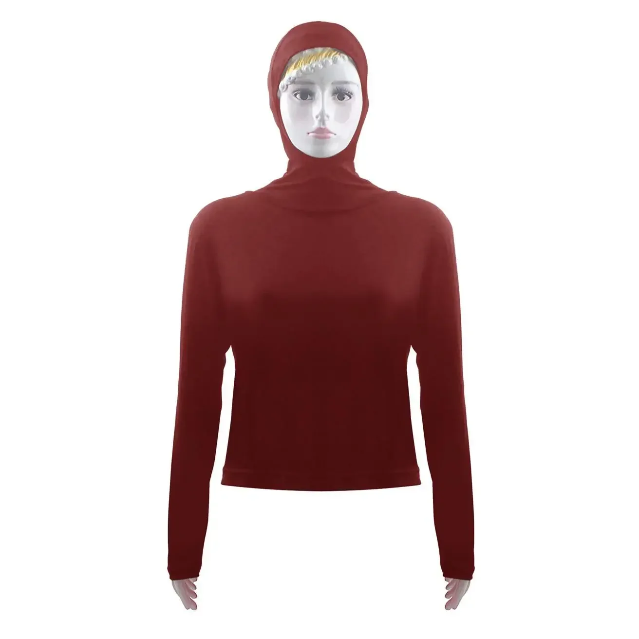 Summer Women Long Sleeve Hooded Top Shirt Sun Protection Tops Tee Stretch Swim Plain Hooded Pullover Tops Sunscreen Swim Wear