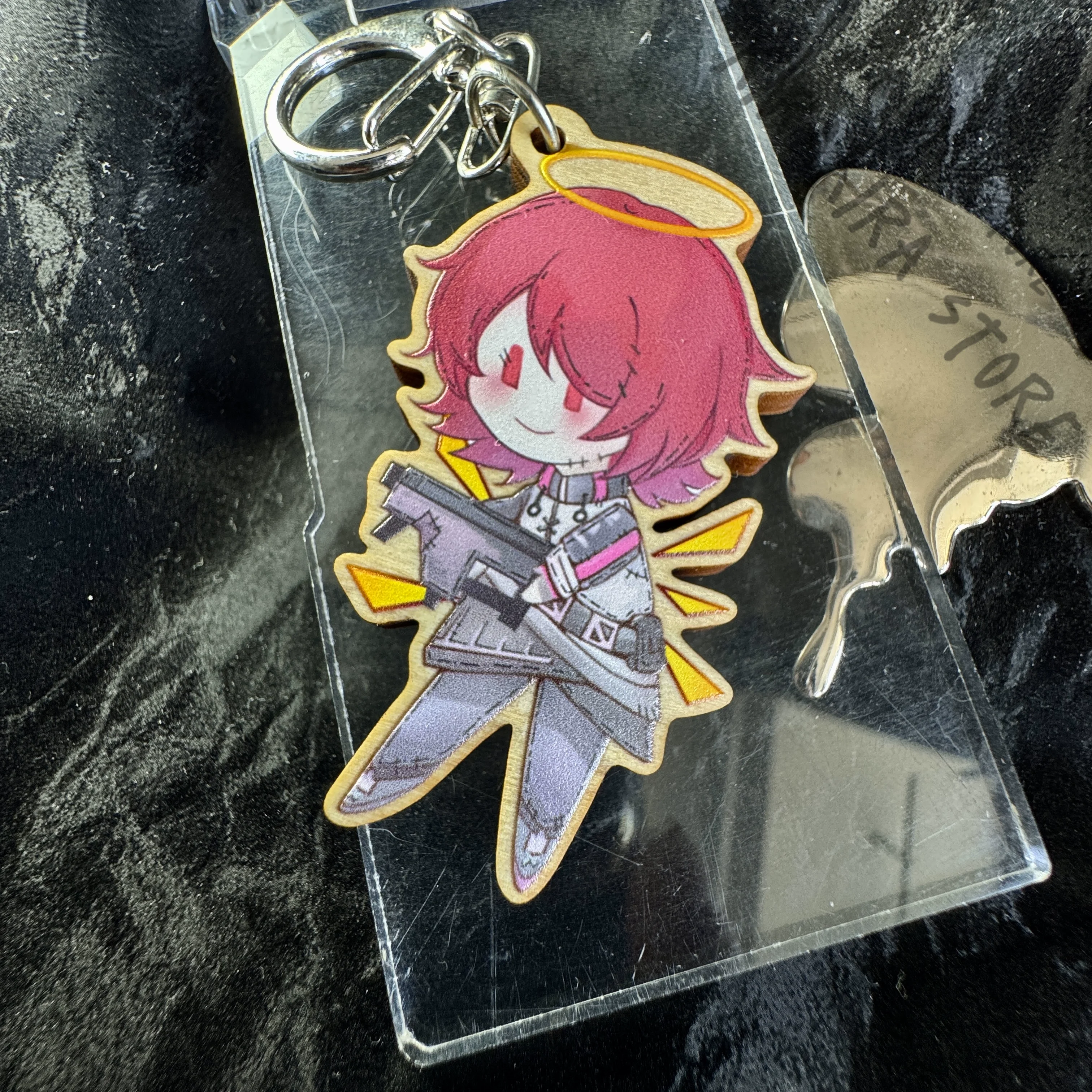 

Arknights Exusiai Wooden Q-version Pendant Keychain Hanging Drop Cosplay Figurine Mascot Ornament Christmas Gift