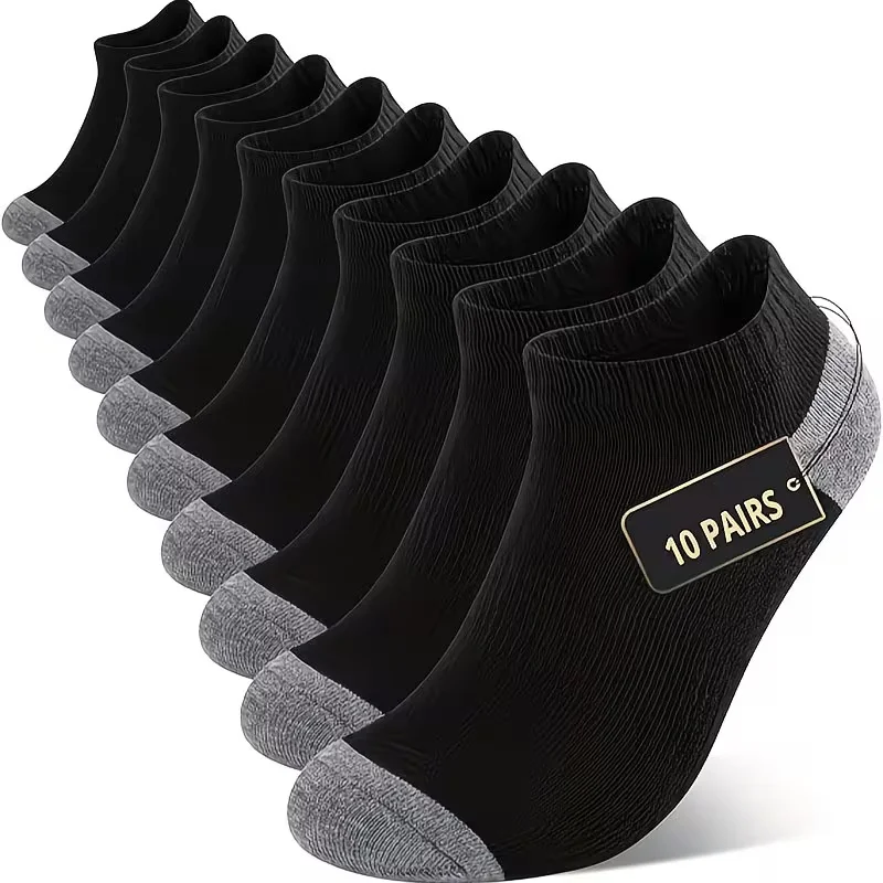 10-Pack Men's Cushioned Athletic Running Performance Socks Breathable & Lightweight - Ideal For Sports & Daily Wear