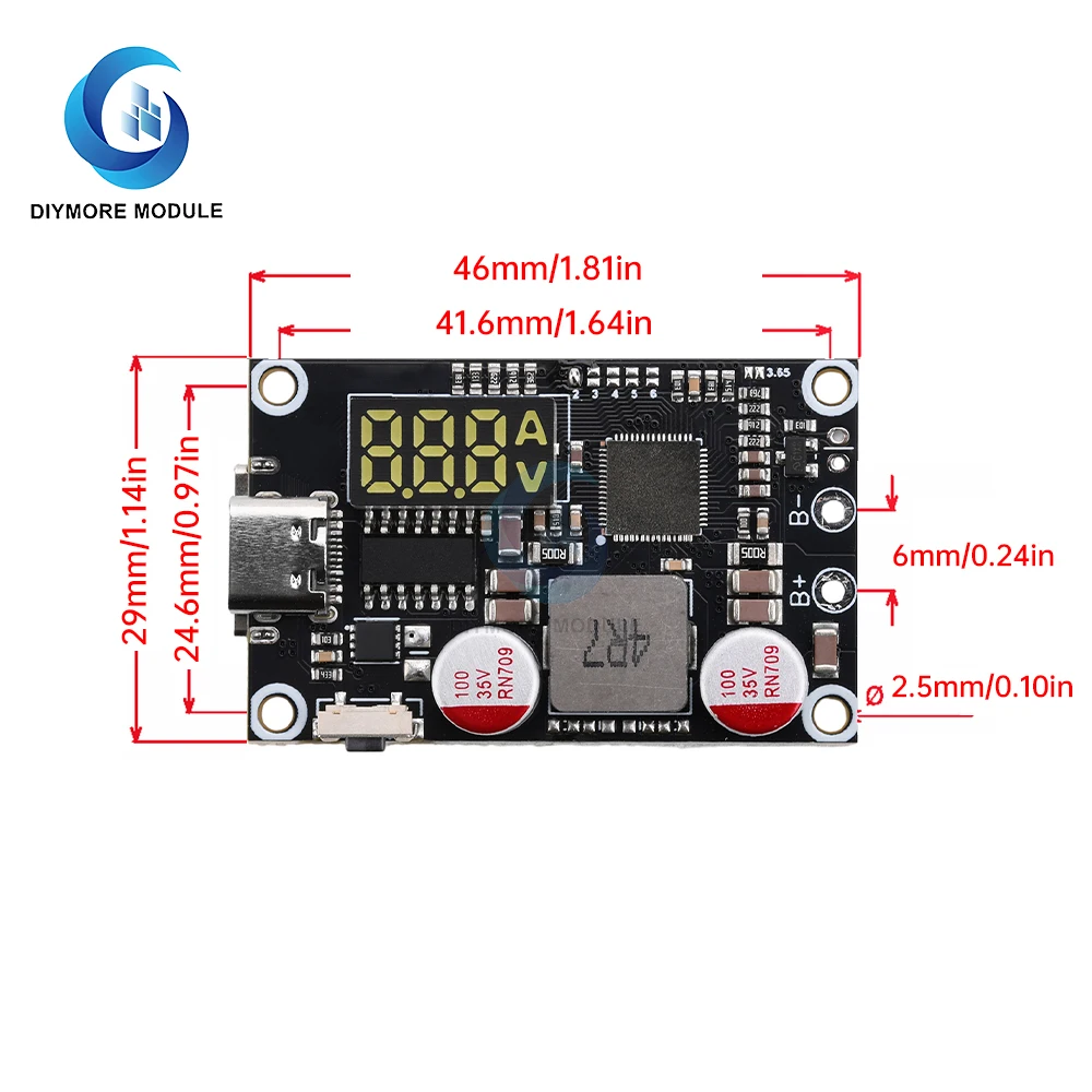 2-6S 45W Fast Charging Mobile Power Module DIY Circuit Board Support Lithium Battery and Lithium Iron Battery PD3.0