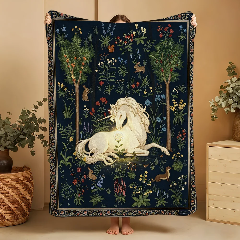 Luxury Woodland Forest Animal Print Throw Blanket Cozy Throw for Sofa Bedding Home Decor 150x230cm