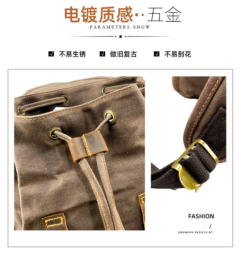 Large Capacity Europe America Style Outdoor Backpack Canvas Leather Backpack for Men Women Student Travel Hiking Climbing Bag 가방