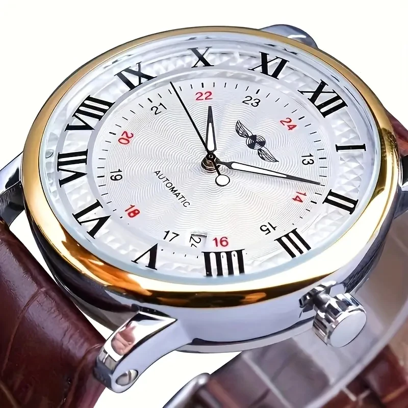 

[Luxury Mechanical Watch] High-End Luxury Men's Watch - Fully Automatic Mechanical Watch for Men, Hollow Design, Leather Strap, Alloy Case, the Best Gift for Him, No Batteries Needed