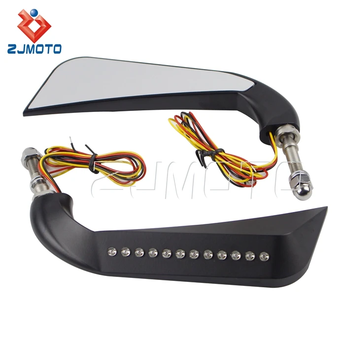 5/16 Inch Motorcycle Mirror Side Rear View Mirror With LED Turn Signal Running Light for Harley Davidson
