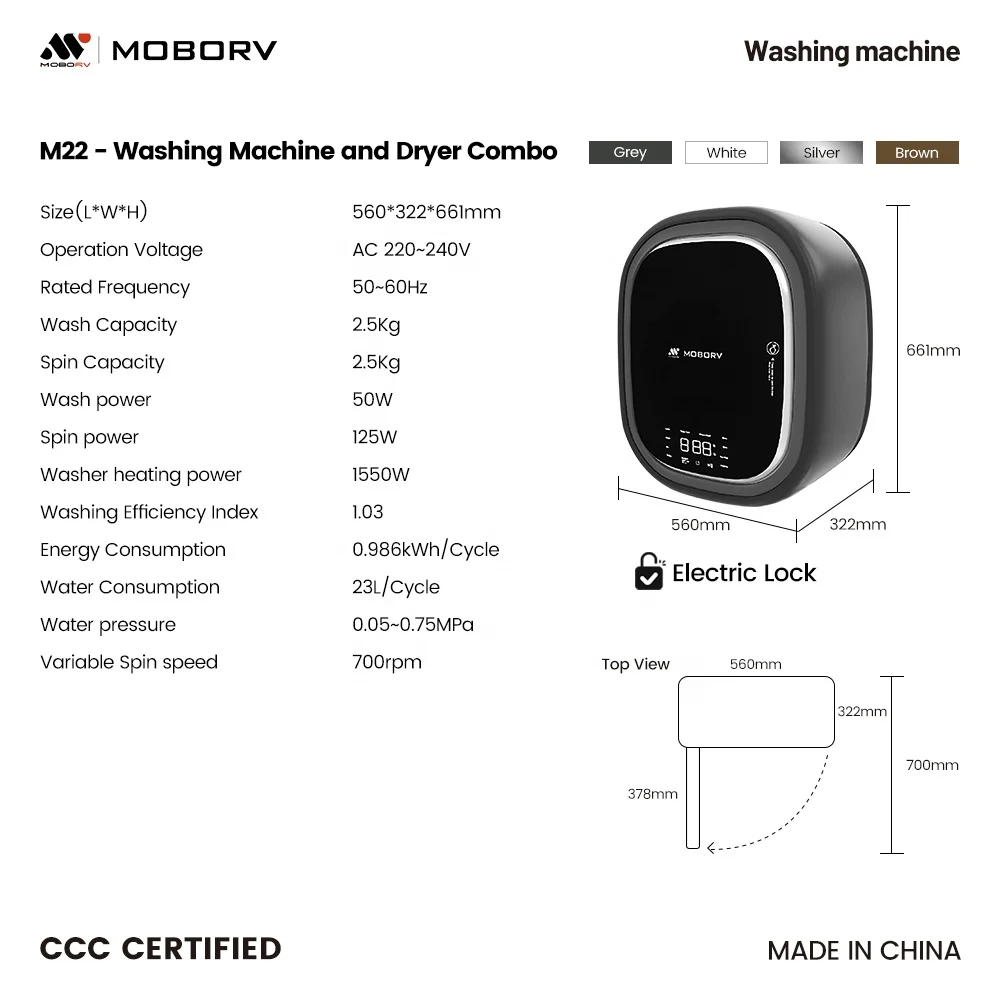 MOTORHOME PART ACCESSORIES RV APPLIANCES MOBORV AUTOMATIC FRONT LOAD MINI WALL MOUNTED WASHING MACHINE
