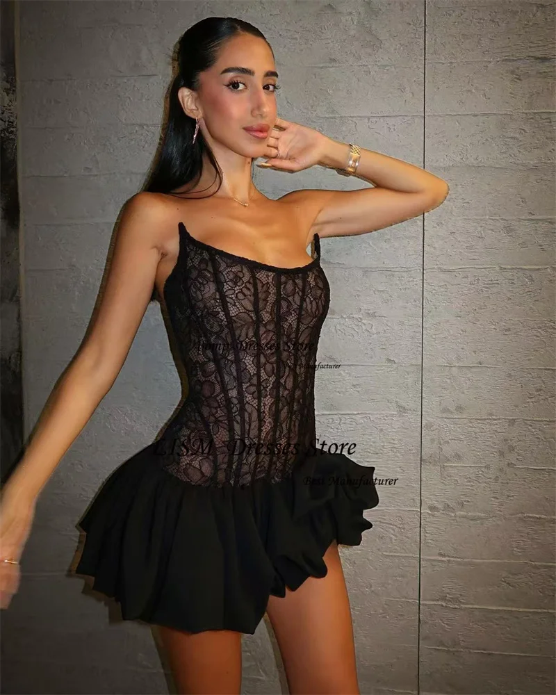 LIAM Mini ชุดเดรสสั้นชุดราตรีลูกไม้ค็อกเทลชุดคําผู้หญิงอย่างเป็นทางการชุด Robe de Soiree