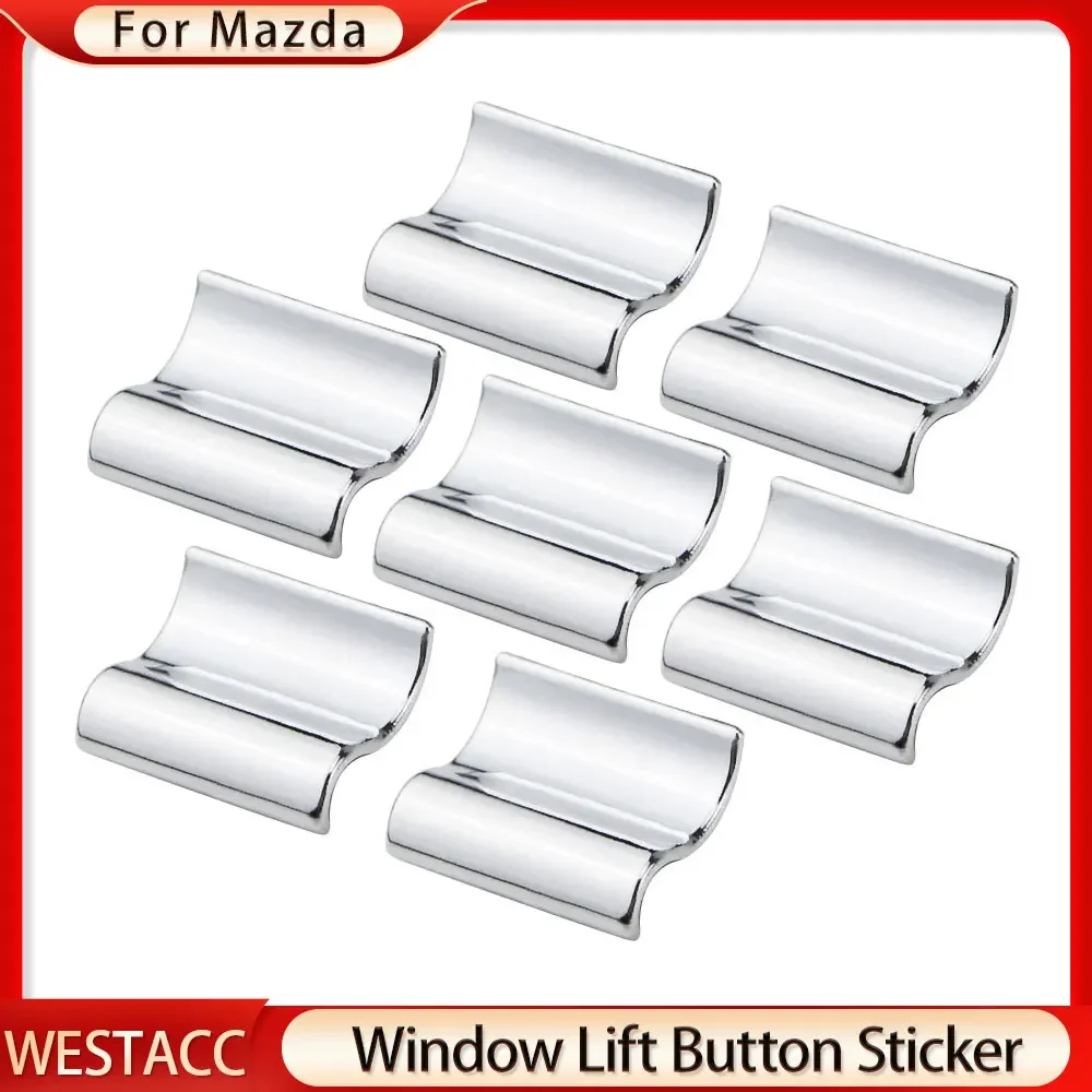 7Pcs/set ABS Chrome Car Window Lift Buttons Sequins Trim Decocation Sticker for Mazda 3 6 CX5 CX3 CX4 Atenza Axela Accessories