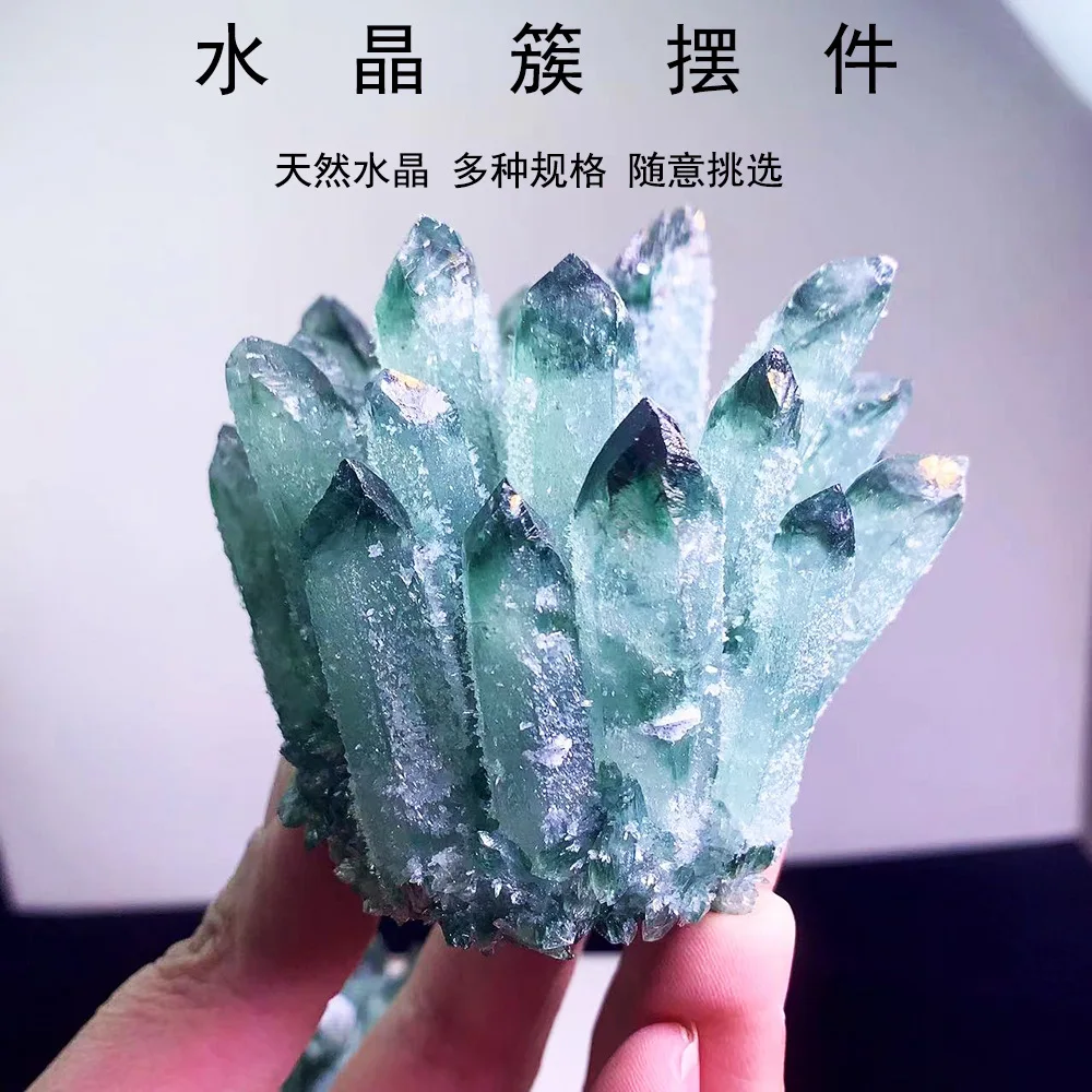 Green Crystal Cluster Decoration  Manifest Artware  Natural Crystal Healing Beautiful Home Office Decor