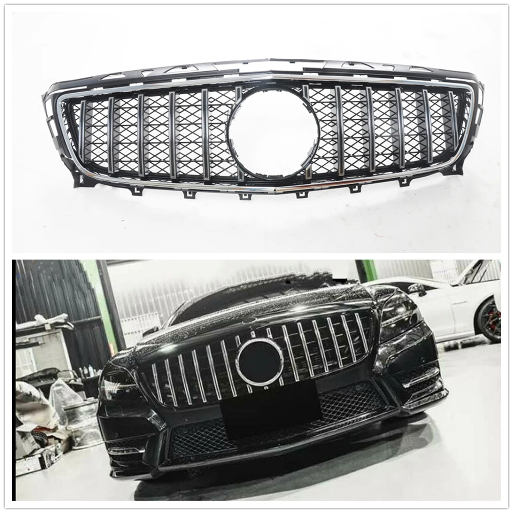 Front Grille Grill For Mercedes Benz CLS Class W218 2011-2014 CLS350 CLS500 CLS550 GT Style Silver/Black Upper Bumper Hood Mesh