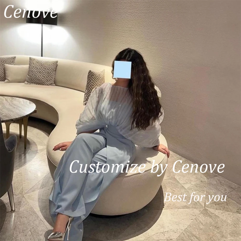 Cenove A라인 긴 팬츠 수트, 스팽글 이브닝 가운, 격식있는 우아한 무도회, 블루 O넥, 여성 파티 드레스, 2023 신상