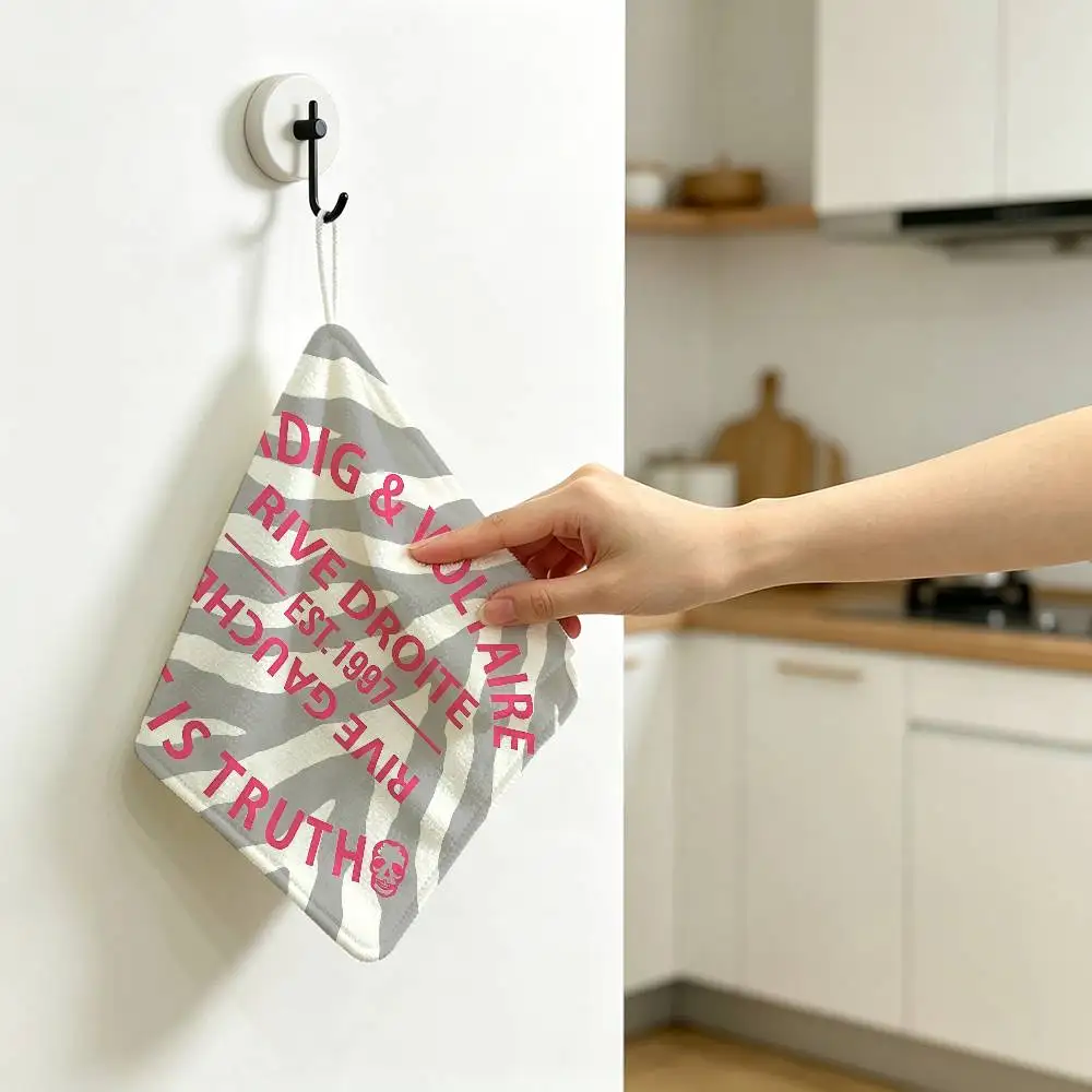 Z-ZadigS V-VoltaireS Hanging Kitchen Towel, Polyester Cotton Material, Multipurpose Hand Wiping Towel for Family