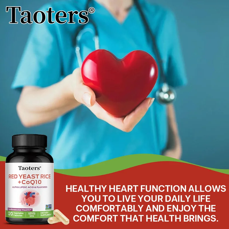 كبسولات أرز الخميرة الحمراء - مع الإنزيم المساعد Q10، فوائد الدورة الدموية القلبية والأوعية الدموية وصحة القلب وإنتاج الطاقة