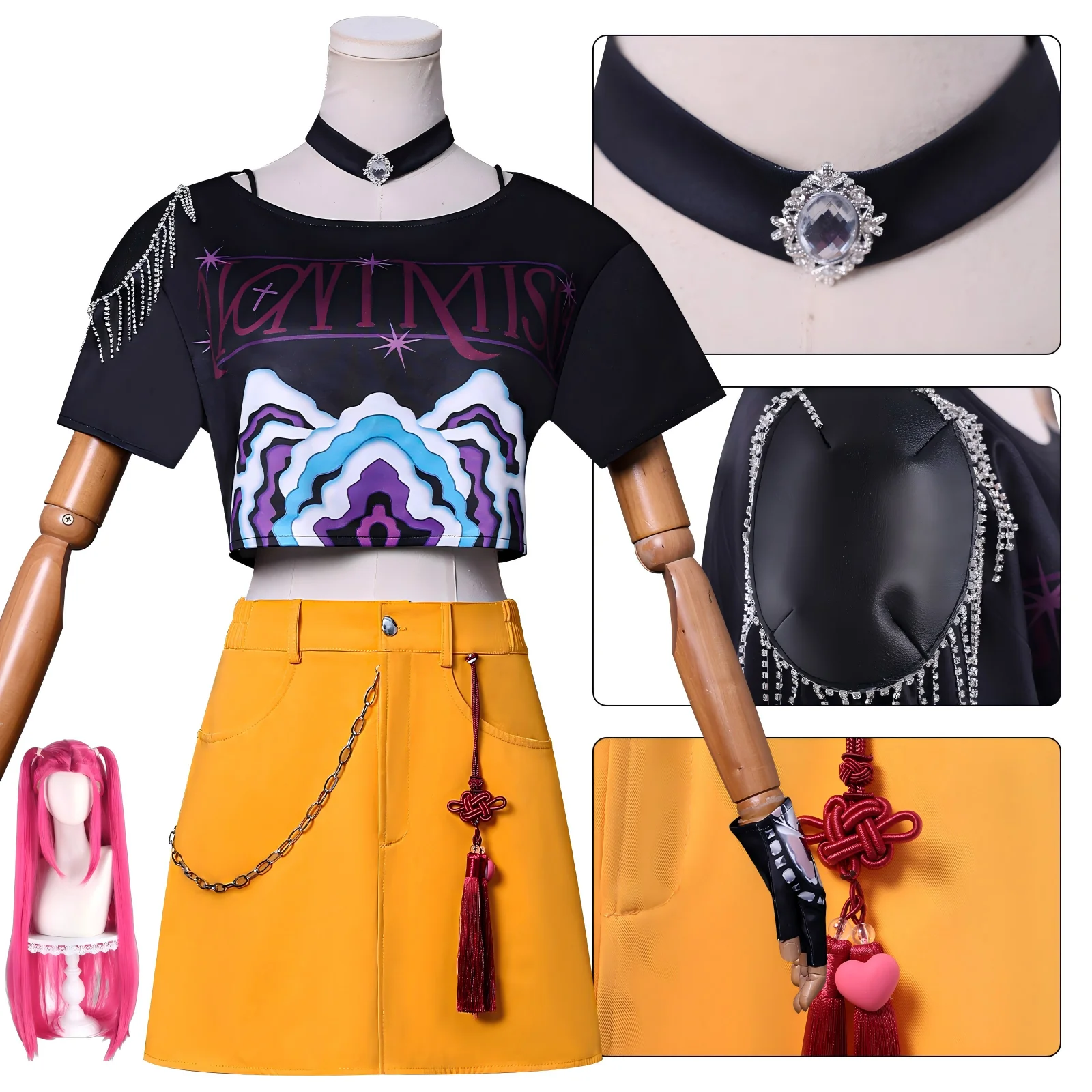 

Mira KPop Demon Hunters Cosplay Costume Anime Con Stage Performance Clothes with Wigs Woman Halloween Party Dress Up Accessories