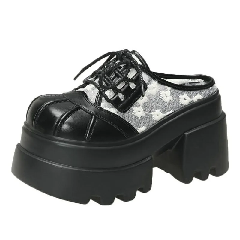 

Новые женские сандалии без шнуровки на платформе 10 см, летние дышащие уличные прогулочные тапочки на высоком каблуке с толстой подошвой и сеткой, Zapatos Mujer