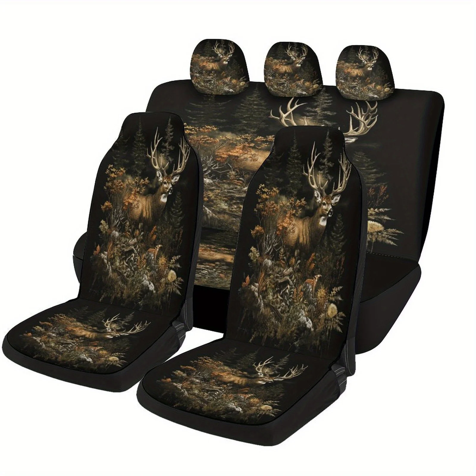 

Deer In Forest Designed Car Seat Cover Set For Most Cars, Fashion Personalized Novelty Car Seat Protector Covers Full Set, Unive