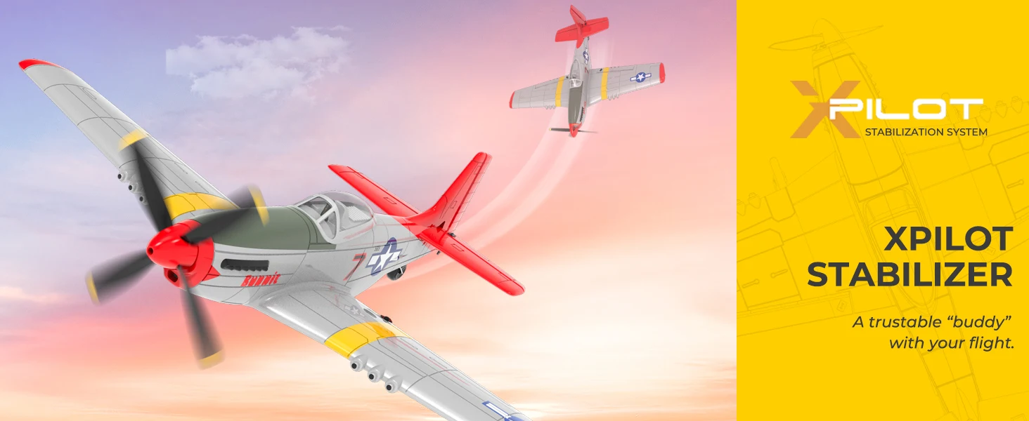 Volantexrc P51 Mustang RC Plane, 3-Level Control, One Key Aerobatic RC Airplane, Easy Assembly for Beginners & Adults