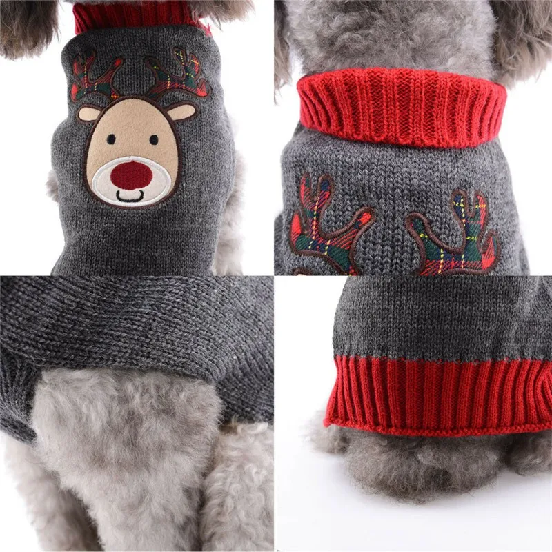 Hundepullover Weihnachten Winter Warme Hundekleidung Weihnachtsoutfit für Hunde Welpenmantel Hundekostüm Chihuahua Gestreifter Hundestrickpullover – Detail 13
