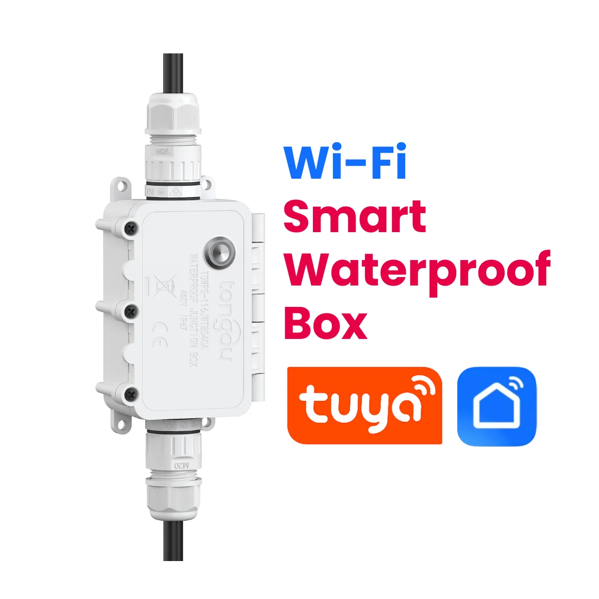 WiFi Smart IP67 Waterproof Switch    1-16A Adjustable Timer Power Display Voltage Current Protection Made Plastic