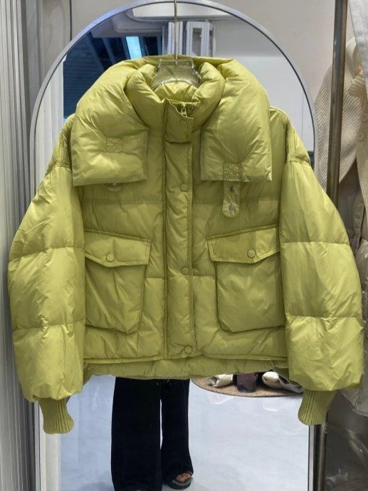 

Зимний женский пуховик для поездок на работу, ветрозащитный воротник-стойка, европейские товары, уличная куртка