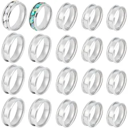 1 Box 20Pcs 5 Size Grooved Inlay Rings Stainless Steel Wide Round Empty Blank Core Settings for Wedding Ring Jewelry Making Size