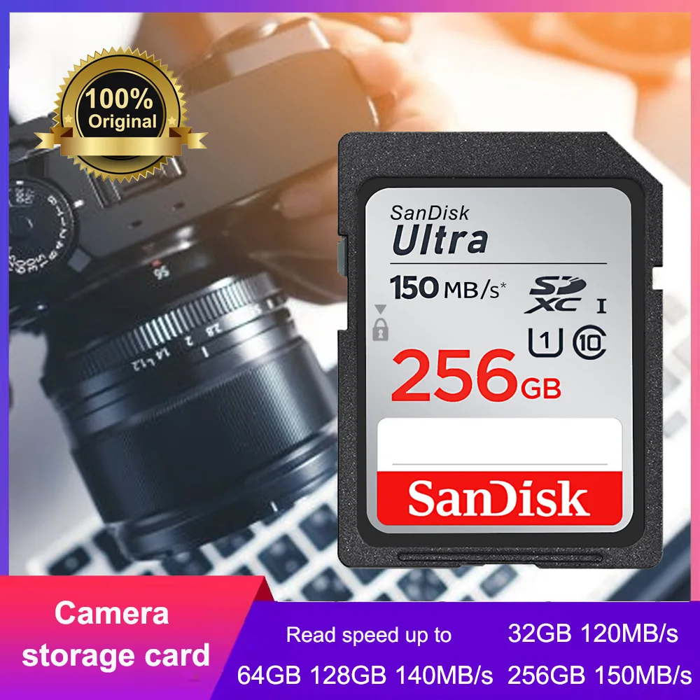 SanDisk Ultra SD Card UHS-I Card Memory Card 32GB SDHC 64GB 128GB 256GB 512GB For Shooting 4K Video Flash Card Up to 150MB/s