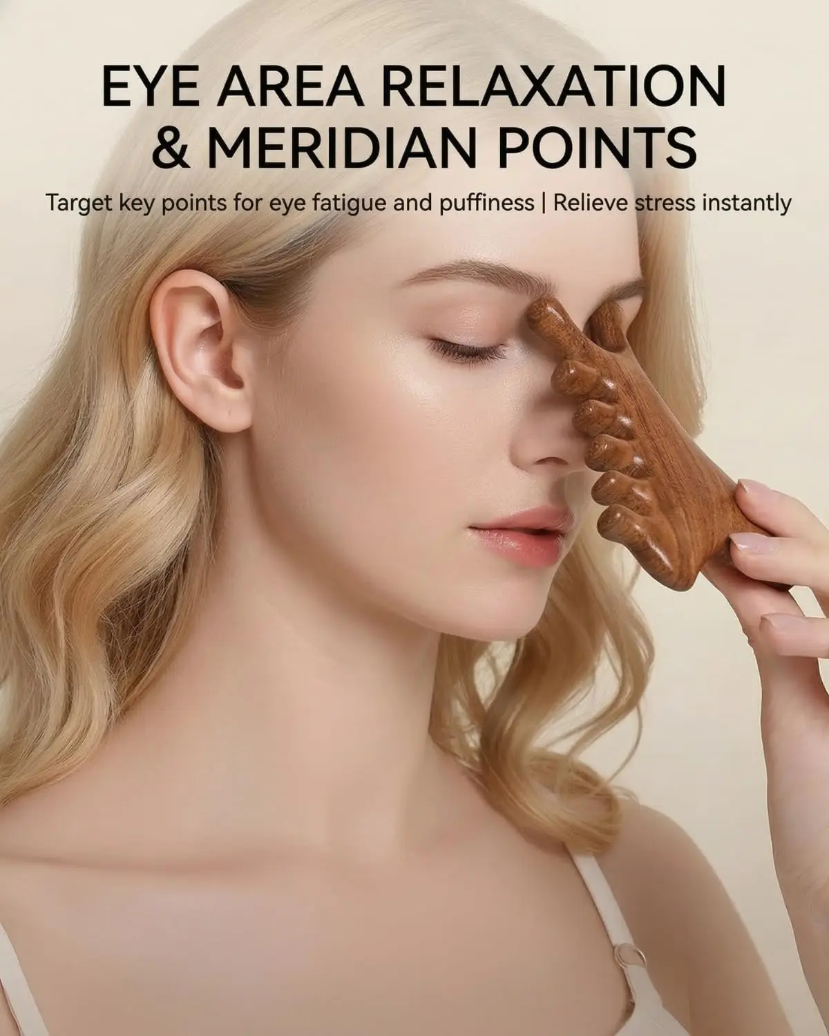 4-in-1 Sandelholz-Kamm für Gesichts- und Körper-Lymphdrainage, Modellierung und Kopfhautmassage, für Augen- und Nasenpflege, Gua-Sha-Gesichtswerkzeuge – Detail 7