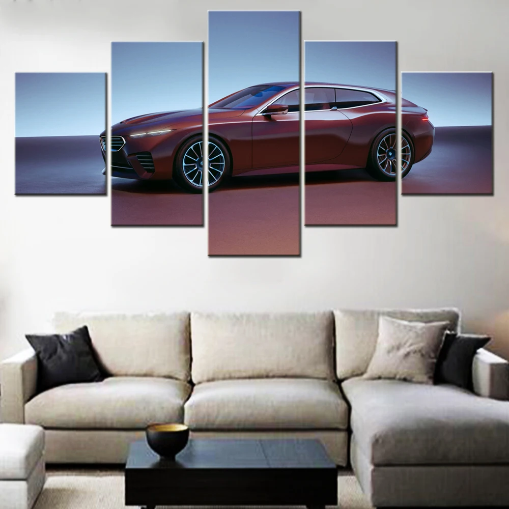 

5 Pieces Canvas Wall Arts Poster Painting Cars Concept Speedtop 2025 Wallpaper Home Decor Picture Printing Living Room Mural