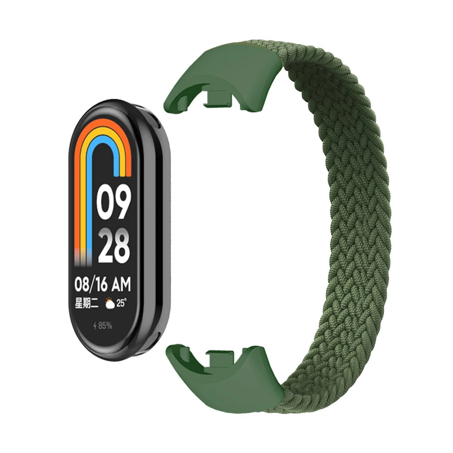 Gevlochten nylon solo loop band voor Xiaomi Mi Band 10 9 8 vervangende elastische horlogebandjes armband voor Mi Band 8 9 10 NFC