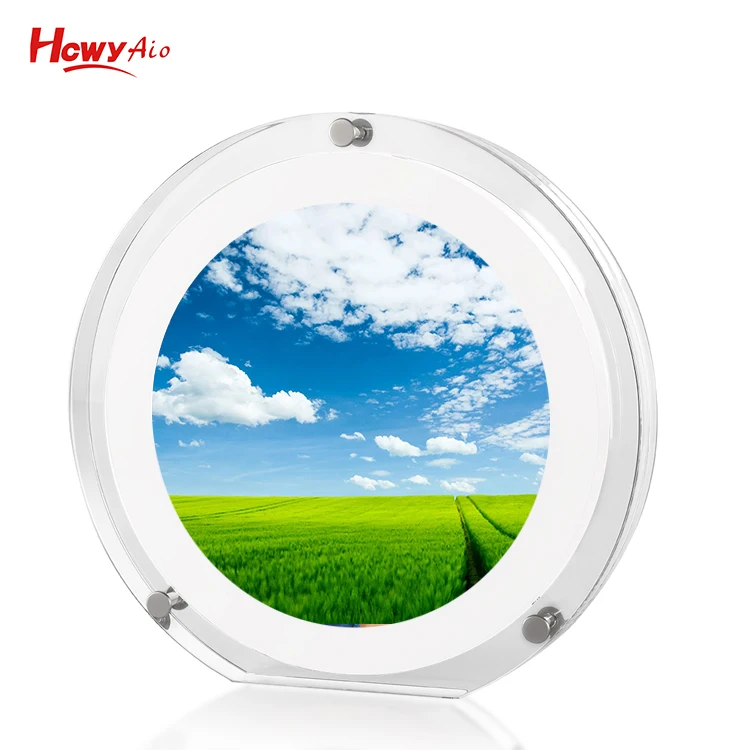 5 inch Round Acrylic Digital Photo Frame With Battery 1gb Memory Automatically Play Video Frame