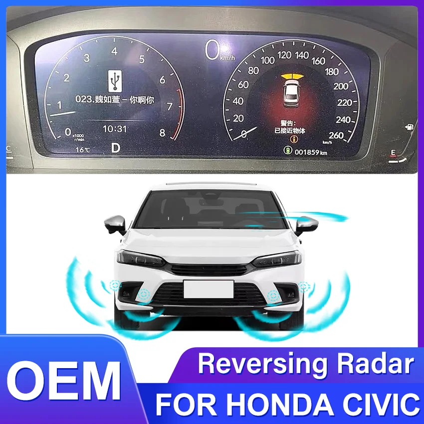 New! Front Rear Reverse Parking Sensor Assistance Backup Radar Buzzer System for Honda Civic 10 Mk10 FC FK 2019~2025