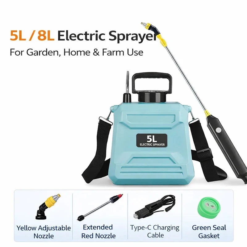 Electric small pesticide spray 5/8L can automatically recover high-pressure pesticide sprayer for agricultural flower spraying