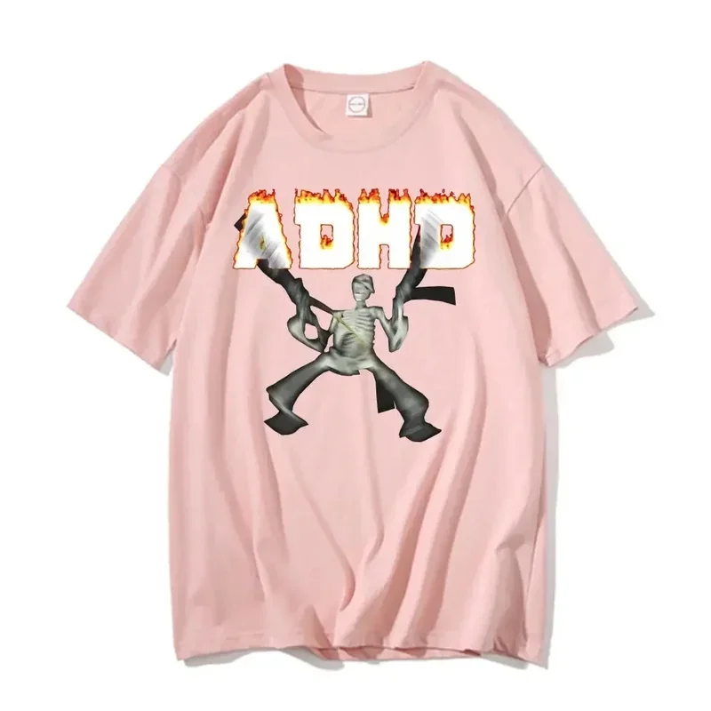 ADHD skeleton meme T-shirts classic vintage humor horror funny skull T shirt men women casual hip hop summer oversized T shirt