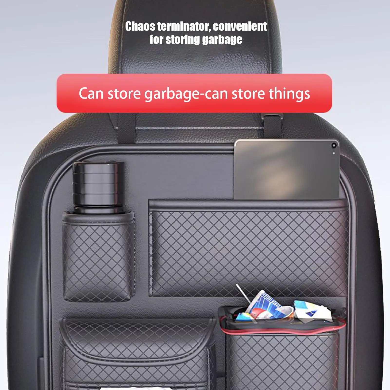 

Multifunctional PU Car Seat Back Organizer High-Capacity Multi-Pocket Backseat Storage Bag Wear-Resistant Anti Kick Mat